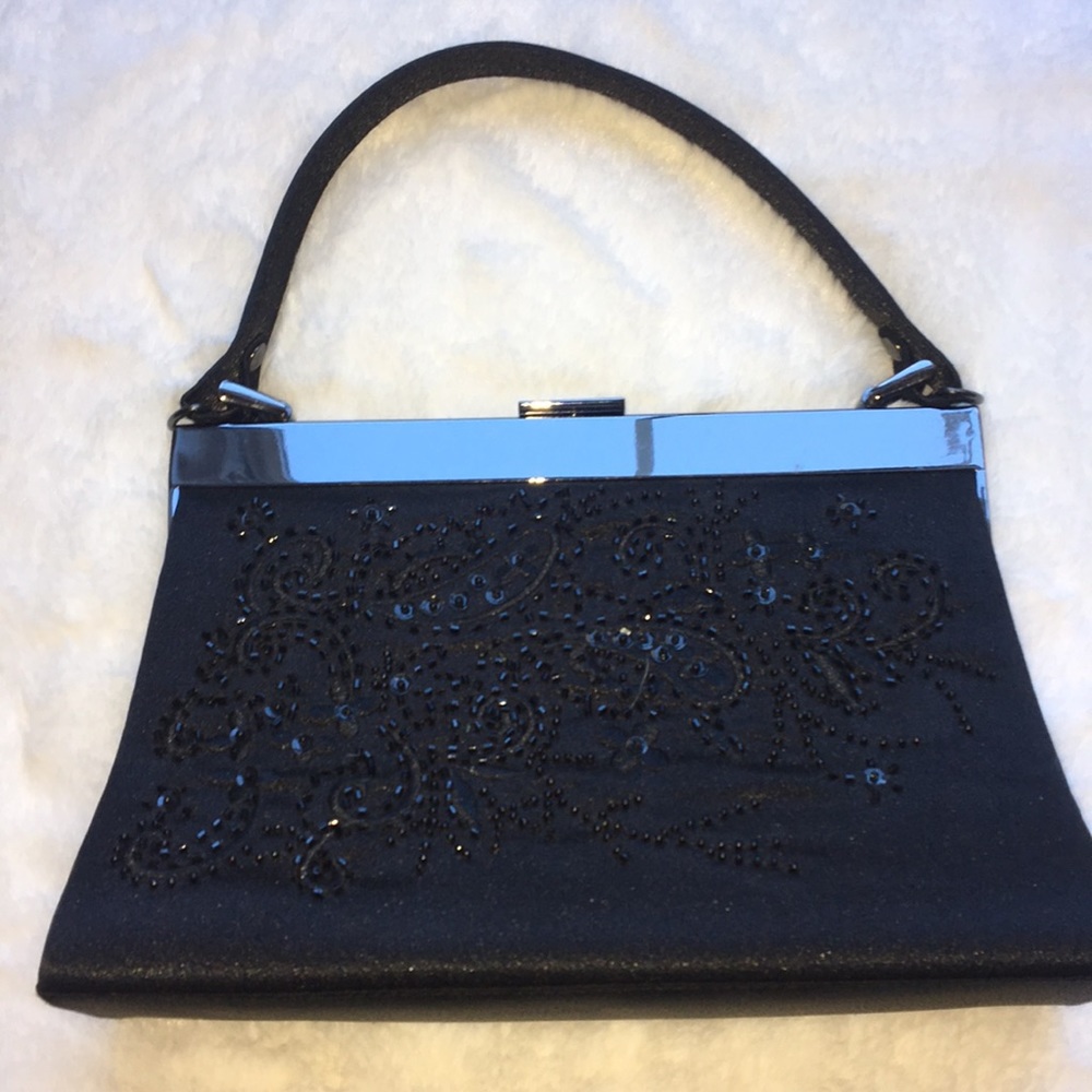 NWOT - Vintage-style Black Beaded Evening Bag